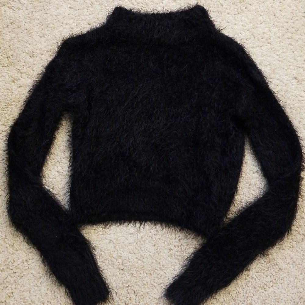 Silence and noise eyelash yarn fuzzy sweater